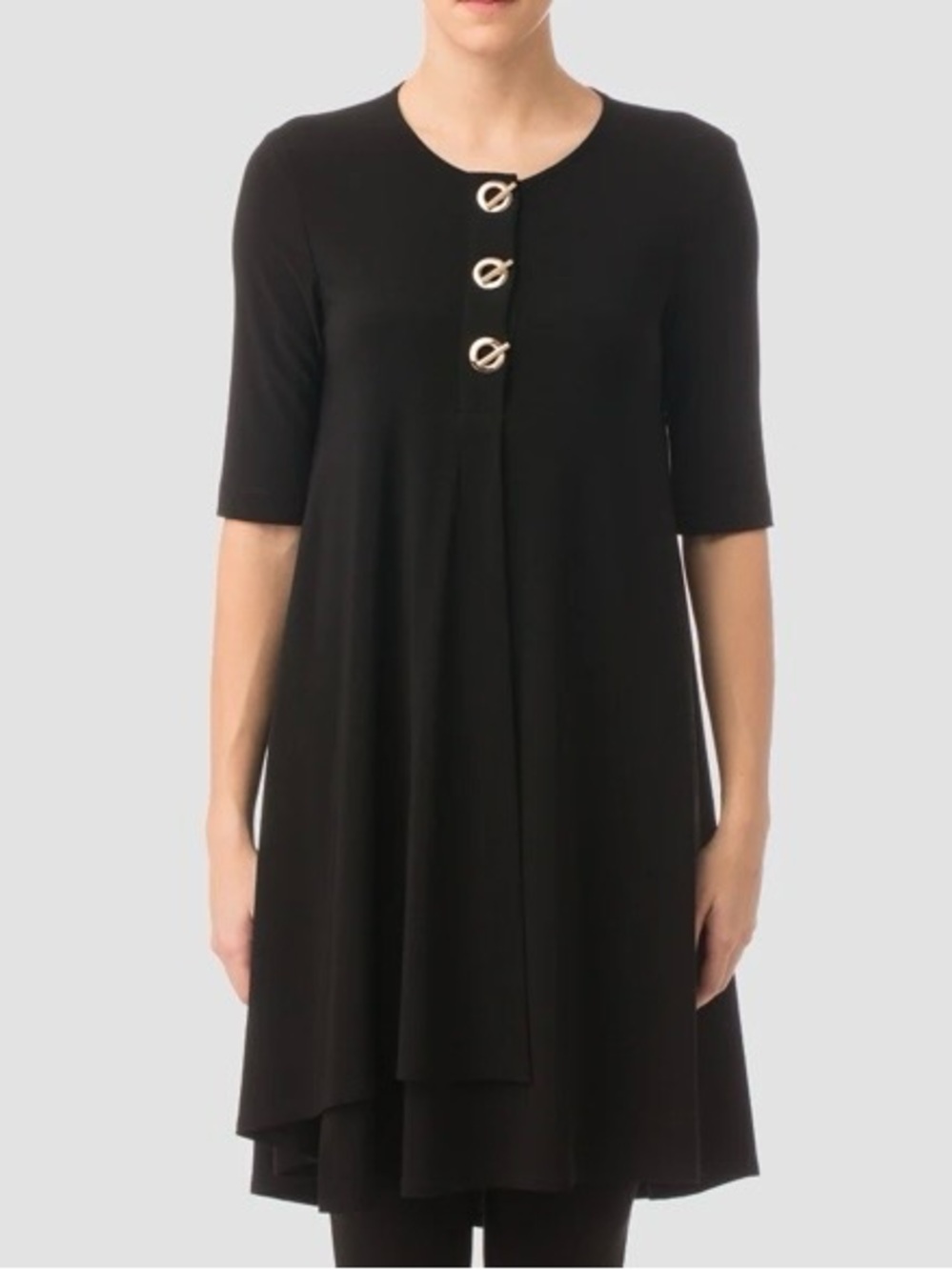 Joseph Ribkoff Black Short sleeve Tunic Dress With Grommets Size 10